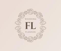 fl initiales lettre mariage monogramme logos collection, modèles minimalistes et floraux modernes dessinés à la main pour cartes d'invitation, réservez la date, identité élégante pour restaurant, boutique, café en image vectorielle vecteur