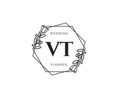 logo féminin vt initial. utilisable pour les logos nature, salon, spa, cosmétique et beauté. élément de modèle de conception de logo vectoriel plat.