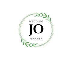 jo initiales lettre mariage monogramme logos collection, modèles minimalistes et floraux modernes dessinés à la main pour cartes d'invitation, réservez la date, identité élégante pour restaurant, boutique, café en image vectorielle vecteur