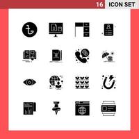 pack d'icônes vectorielles stock de 16 signes et symboles de ligne pour les éléments de conception vectoriels modifiables du bureau d'achat de l'école de carte de livre vecteur