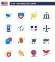 joyeux jour de l'indépendance pack de 16 appartements signes et symboles pour star usa badge banque américaine modifiable usa day vector design elements