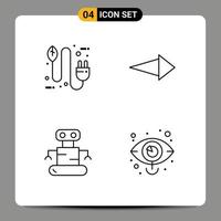 Pack de 4 lignes d'interface utilisateur de signes et symboles modernes d'éléments de conception vectoriels modifiables pour l'électricité du robot bio vecteur