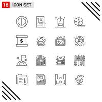 16 icônes créatives signes et symboles modernes de la finance bobine commerce film album éléments de conception vectoriels modifiables vecteur