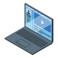 vecteur isométrique d'icône de cours vidéo en ligne. apprendre gratuitement