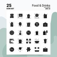 25 jeu d'icônes de boissons alimentaires 100 eps modifiables 10 fichiers idées de concept de logo d'entreprise conception d'icône de glyphe solide vecteur