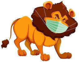 personnage de dessin animé de lion portant un masque vecteur