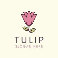 vecteur fleur de tulipe couleur style vintage logo modèle minimaliste illustration design