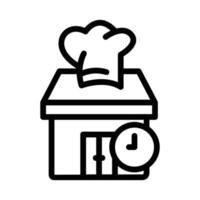 illustration d'icône de restaurant avec le temps. style d'icône de ligne. adapté à l'icône de l'heure du repas. icône liée au commerce électronique. conception vectorielle simple modifiable. pixel parfait à 32 x 32 vecteur
