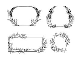 illustration vectorielle de collection de cadres floraux vecteur