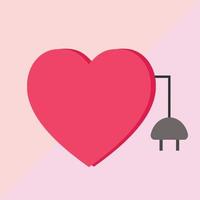 vecteur de concept d'amour pour brancher électrique de charge cardiaque.illustration vecteur de coeur rose et utilisation de la prise dans les achats en ligne ou l'amour au festival de Noël ou de la Saint-Valentin.