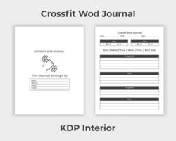 journal en bois crossfit intérieur kdp, planificateur d'exercices quotidiens et modèle de conception unique de suivi de la force corporelle vecteur