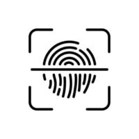 réinitialiser le mot de passe par l'icône de la ligne d'identification des empreintes digitales. mettre à jour l'identifiant tactile. changer le pictogramme linéaire. rafraîchir le symbole de contour d'empreinte digitale de sécurité. trait modifiable. illustration vectorielle isolée. vecteur