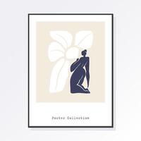 style matisse minimaliste moderne et tendance. conception abstraite d'art corporel pour l'impression, la couverture, le papier peint, l'art mural minimal. dessin artistique d'une silhouette sous une forme mystique et abstraite. vecteur