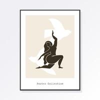 style matisse minimaliste moderne et tendance. conception abstraite d'art corporel pour l'impression, la couverture, le papier peint, l'art mural minimal. dessin artistique d'une silhouette sous une forme mystique et abstraite. vecteur