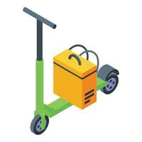 vecteur isométrique d'icône de livraison de nourriture de scooter. application en ligne
