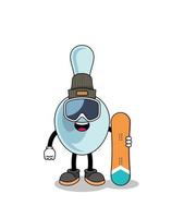 mascotte, dessin animé, de, cuillère, snowboarder, joueur vecteur