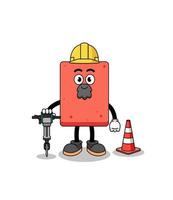 personnage de dessin animé de brique travaillant sur la construction de routes vecteur