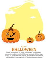 affiche de joyeux halloween avec un joli visage de citrouille vecteur