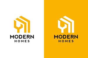 création de logo de y en image vectorielle pour la construction, la maison, l'immobilier, le bâtiment, la propriété. modèle de conception de logo professionnel à la mode génial minimal sur fond double. vecteur