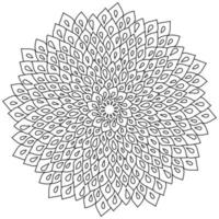 mandala fantastique avec de nombreux pétales et gouttes, coloriage méditatif pour la créativité vecteur