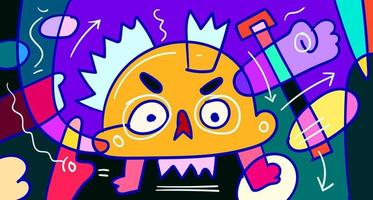 vecteur coloré abstrait doodle monstre dessiné à la main et illustration animale pour la conception de bannière numérique 2023