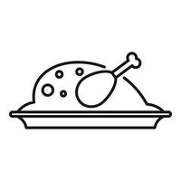 vecteur de contour d'icône de poulet cuit. nourriture rôtie