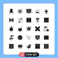 pack de 25 signes et symboles de glyphes solides modernes pour les supports d'impression Web tels que les données de banque de graphiques d'artefacts payent des éléments de conception vectoriels modifiables vecteur