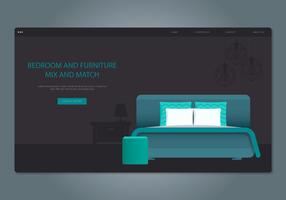 Teal Headboard Bedroom and Furniture Vector