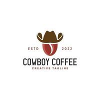 logo de cow-boy avec grain de café sur le visage pour une entreprise d'alimentation de rue, un café ou un restaurant. vecteur