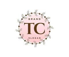 logo féminin tc initial. utilisable pour les logos nature, salon, spa, cosmétique et beauté. élément de modèle de conception de logo vectoriel plat.