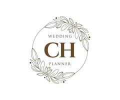 ch initiales lettre mariage monogramme logos collection, modèles minimalistes et floraux modernes dessinés à la main pour cartes d'invitation, réservez la date, identité élégante pour restaurant, boutique, café en image vectorielle vecteur