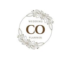 co initiales lettre mariage monogramme logos collection, modèles minimalistes et floraux modernes dessinés à la main pour cartes d'invitation, réservez la date, identité élégante pour restaurant, boutique, café en image vectorielle vecteur