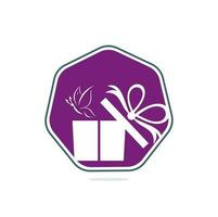 création de logo vectoriel boîte cadeau. illustration de la boîte cadeau présente, salutation, surprise. boîte de voeux ou boîte-cadeau d'emballage.