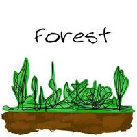 abstrait pastel et doodle fond de forêt conception de vecteur de style enfants