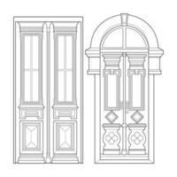 ensemble d'art vectoriel de ligne de porte ancienne. vieille porte isolée sur fond blanc. vieille porte dans le vecteur de style art en ligne. pour livre de coloriage