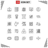 symboles d'icônes universels groupe de 25 lignes modernes d'éléments de conception vectoriels modifiables de partie de réglage de ruban d'équipement de beauté vecteur