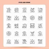 contour 25 jeu d'icônes de nourriture et de boisson conception de style de ligne vectorielle icônes noires définies pack de pictogrammes linéaires idées d'affaires web et mobiles conception illustration vectorielle vecteur