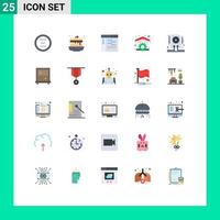 symboles d'icônes universelles groupe de 25 couleurs plates modernes d'éléments de conception vectoriels modifiables de page de maison douce de ménage d'outil