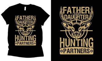 conception de t-shirt de partenaires de chasse père et fille. vecteur