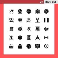 pack de 25 glyphes solides créatifs de suivre un régime banni sport interdiction médias éléments de conception vectoriels modifiables vecteur