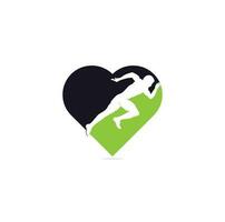 création de logo de club de coureur de fitness. création de logo en forme de coeur d'homme en cours d'exécution. concept de logo de course saine. vecteur