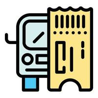 vecteur de contour de couleur d'icône de billet de bus de ville
