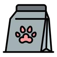 vecteur de contour de couleur d'icône de paquet de papier de nourriture pour chien