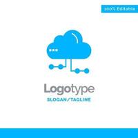 modèle de logo d'entreprise bleu de réseau informatique de partage de nuage vecteur