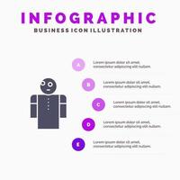 bras mains personne ouverte icône solide infographie 5 étapes présentation arrière-plan vecteur