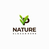 p lettre feuille initiale nature logo designs, lettre moderne vert nature logo vecteur icône illustration