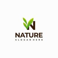 n lettre feuille initiale nature logo designs, lettre moderne vert nature logo vecteur icône illustration
