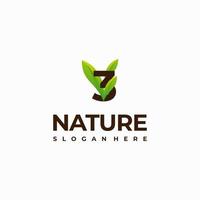 3 dessins de logo de nature initiale de feuille de nombre, illustration d'icône de vecteur de logo de nature verte de nombre moderne