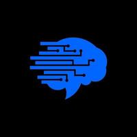 conceptions de logo de technologie cérébrale, logo de technologie mentale, modèle de logo de cerveau robotique vecteur
