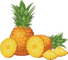 ananas. image d'ananas coupé en morceaux. morceaux d'ananas bien mûrs. fruits tropicaux sucrés. illustration vectorielle vecteur
